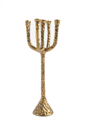 Candelabros de metal dorado texturizado set x2