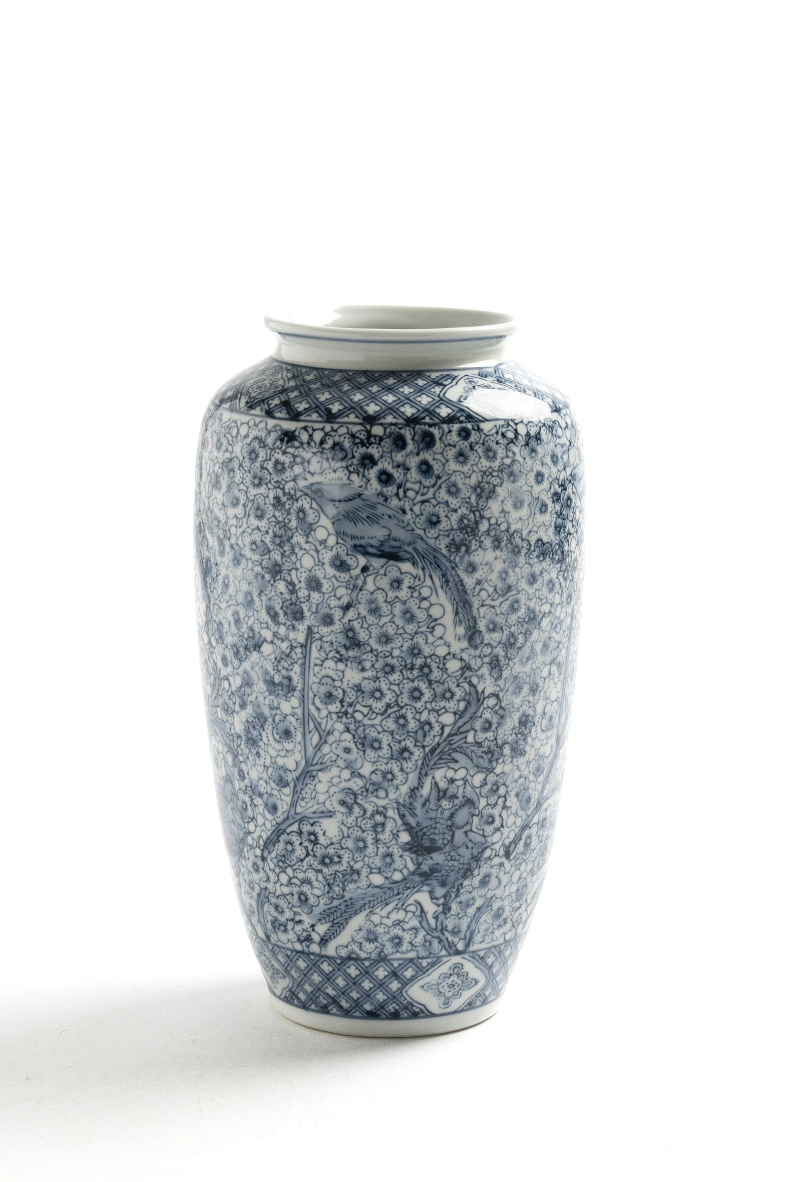 Jarrón decorativo de porcelana azul y blanco