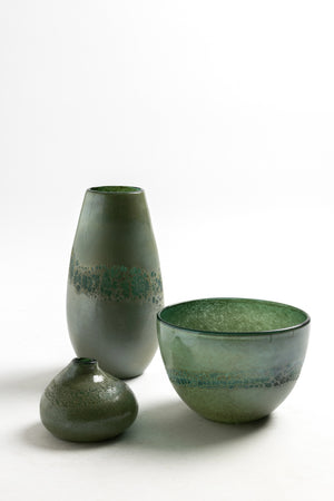 Jarrón decorativo – Verde oliva texturizado