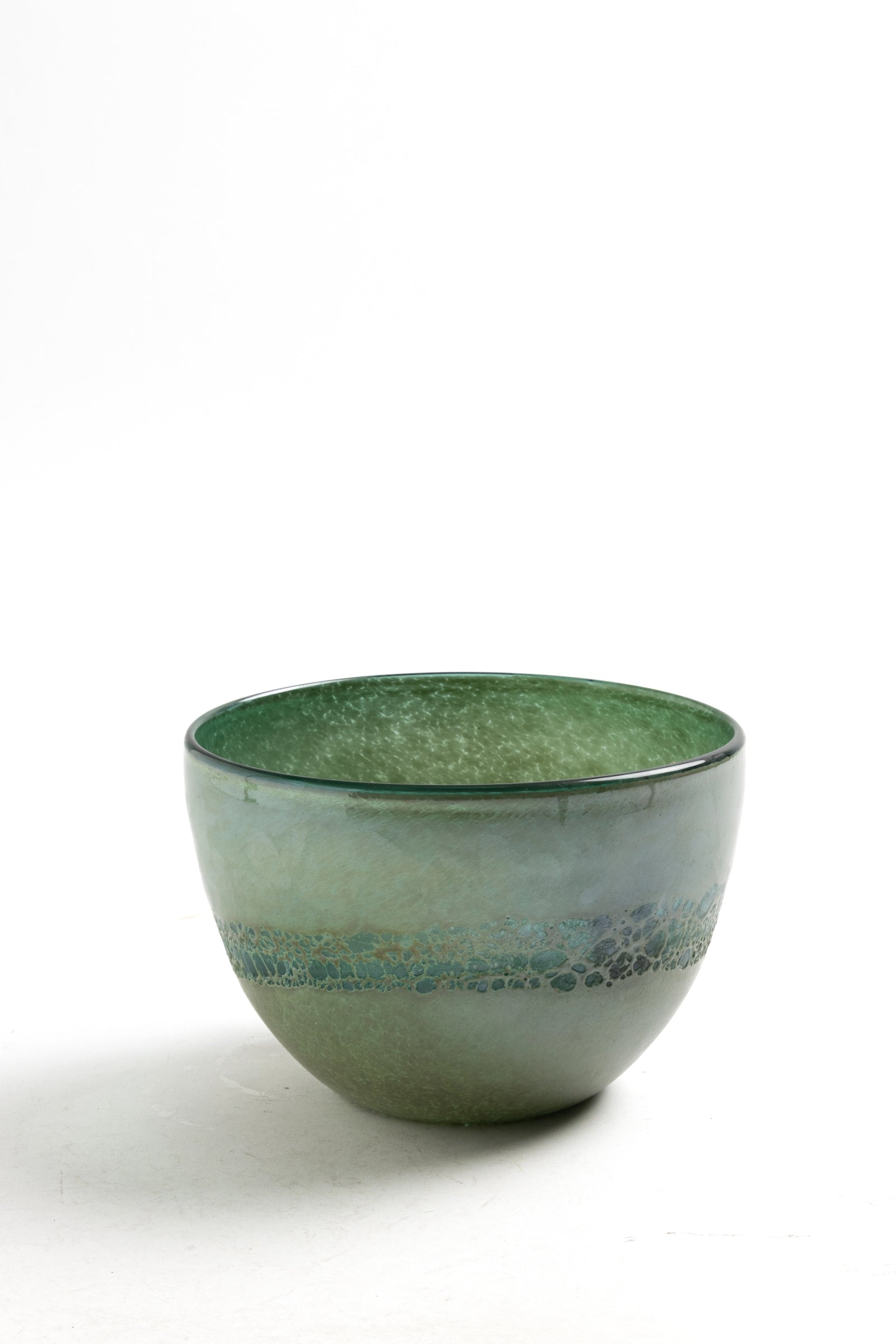Bowl Decorativo de Cristal Verde con Textura
