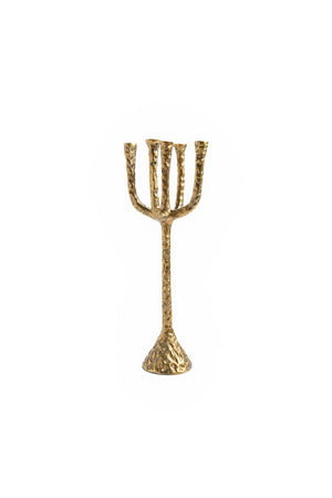 Candelabros de metal dorado texturizado set x2